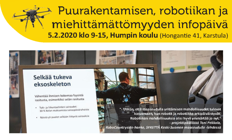 Puurakentamisen, robotiikan & miehittämättö&shy;myyden infopäivä