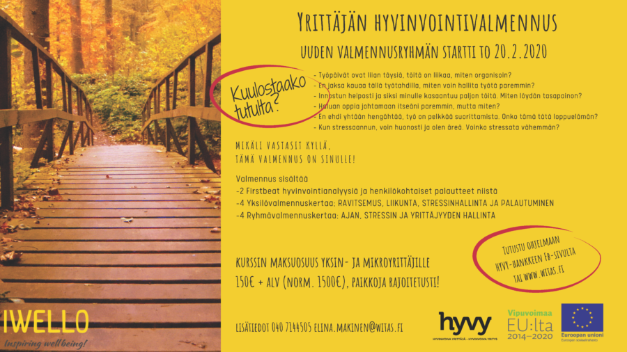 HYVY-hanke: Yrittäjien hyvinvointivalmen&shy;nus 20.2.2020