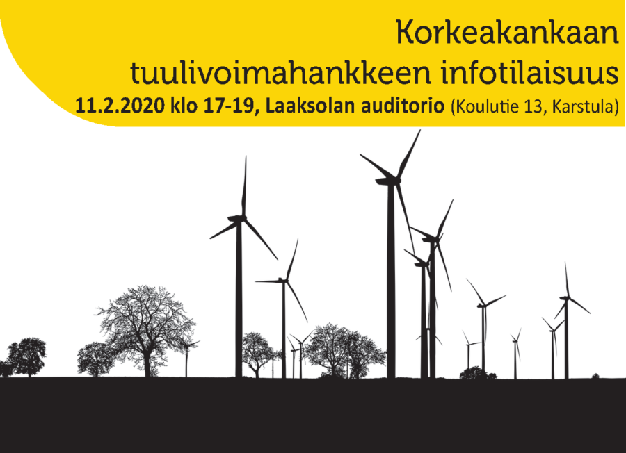 Korkeakankaan tuulivoimahankkeen infotilaisuus ti 11.2. klo 17-19