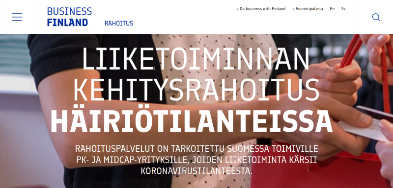 Korona: Business Finland – Liiketoiminnan kehitysrahoitus häiriötilanteissa