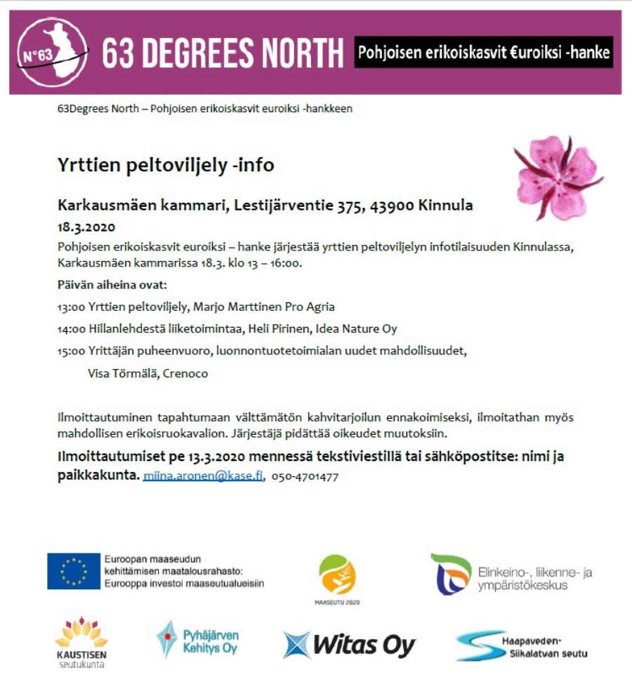 Yrttien peltoviljely ja Luomutuki-info