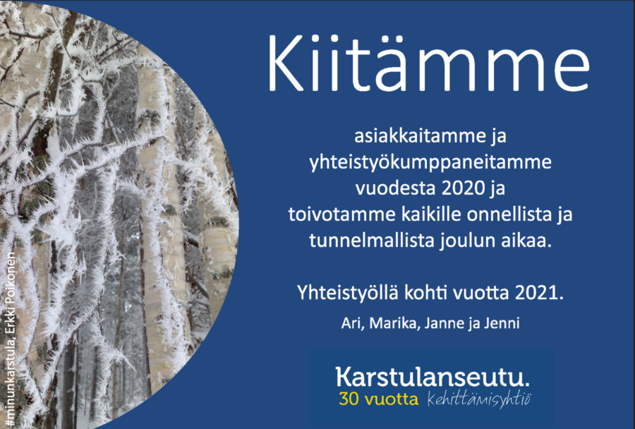 Karstulanseutu Oy:n toimisto kiinni 21.12.2020-3.1.2021