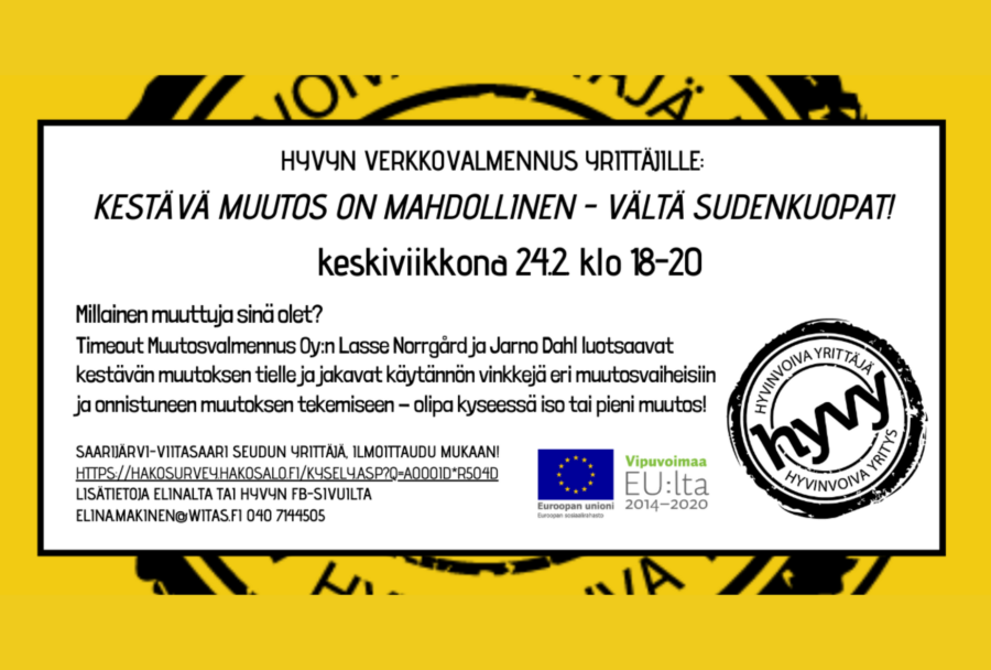 HYVY: Muutosvalmennus -webinaari 24.2.2021 klo 18-20