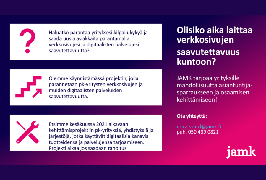 JAMK: Vastuullinen liiketoiminta ja saavutettavuus