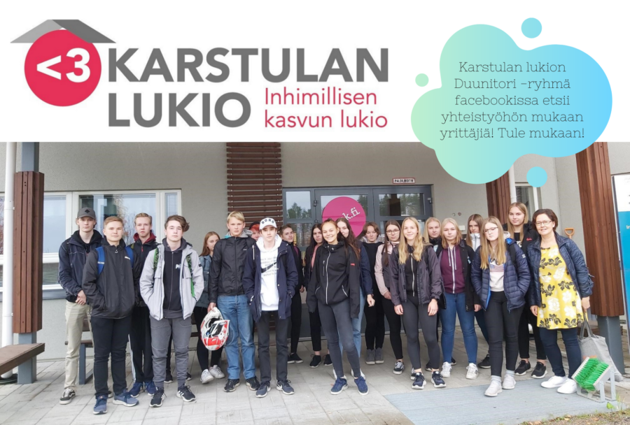 Karstulan Lukion yritysyhteistyö -sivulla lukiolaiset ja yritykset kohtaavat toisensa