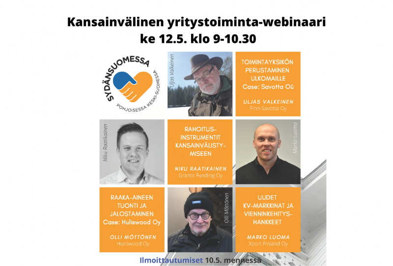 Sydänsuomessa: Kansainvälinen yritystoiminta -webinaari ke 12.5. klo 9-10.20