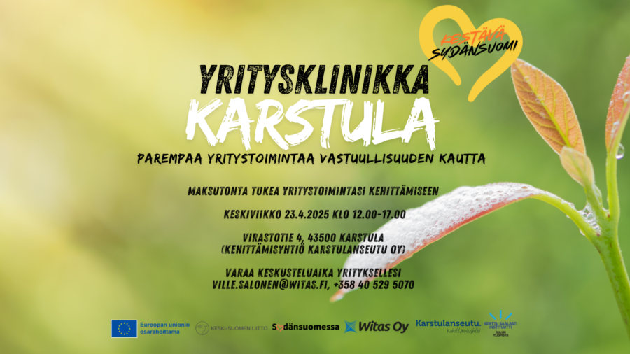 Yrittäjä – vastuullisuusosaamista tarjolla! Varaa oma aikasi yritysklinikalle ke 23.4. klo 12-17.