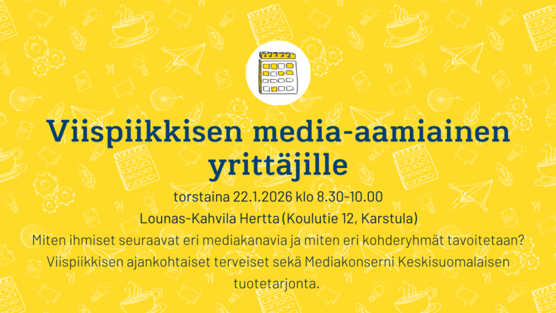 Paikallislehti Viispiikkinen kutsuu yrittäjät media-aamiaiselle 22.1.
